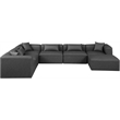 Meridian Furniture Cube Grey Vegan Leather 7-Pc. U-Shaped Modular Sectional