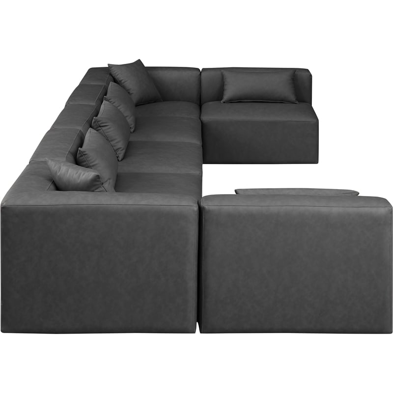 Meridian Furniture Cube Grey Vegan Leather 7-Pc. U-Shaped Modular Sectional
