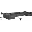 Meridian Furniture Cube Grey Vegan Leather 7-Pc. U-Shaped Modular Sectional