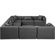 Meridian Furniture Cube Grey Vegan Leather 8-Pc. U-Shaped Modular Sectional