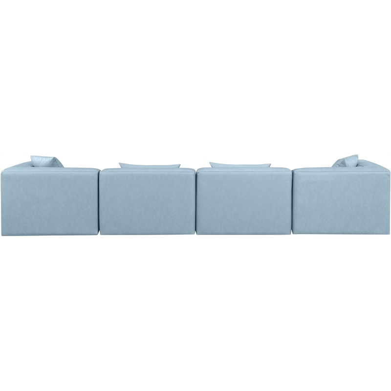 Meridian Furniture Cube Light Blue Vegan Leather 4-Pc. Modular Sofa