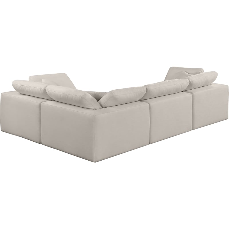 Meridian Furniture Comfy Beige Linen Textured Fabric 4-Pc. Modular Sectional