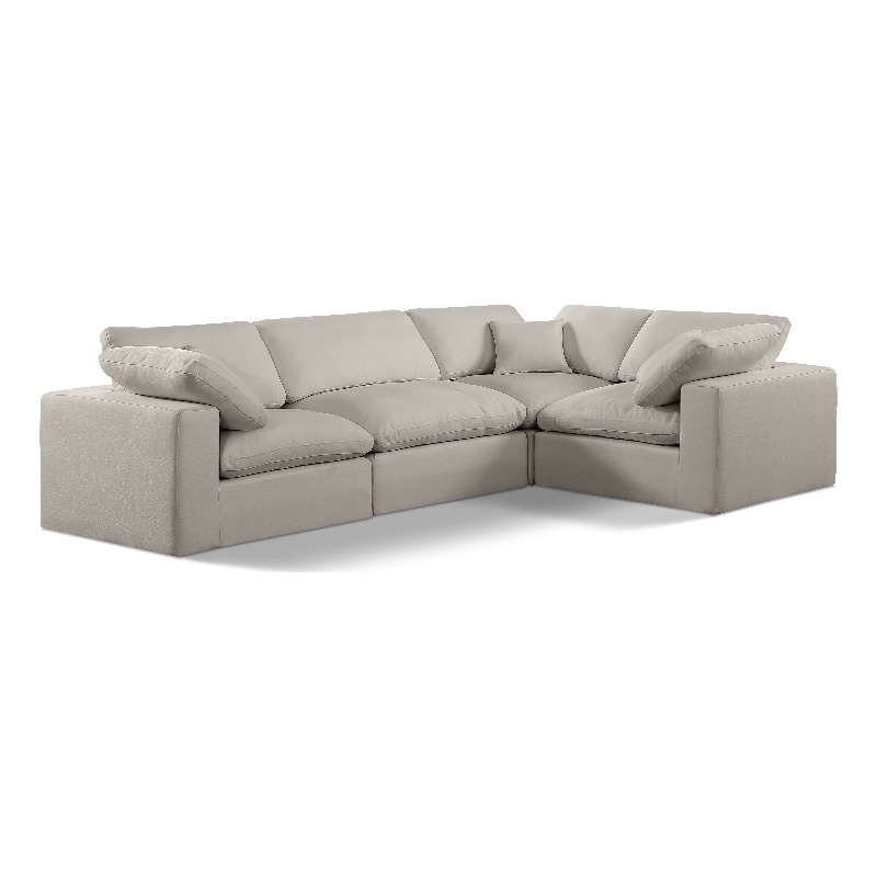 Meridian Furniture Comfy Beige Linen Textured Fabric 4-Pc. Modular Sectional