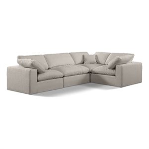 Meridian Furniture Comfy Beige Linen Textured Fabric 4-Pc. Modular Sectional