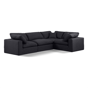 Meridian Furniture Comfy Black Linen Textured Fabric 4-Pc. Modular Sectional