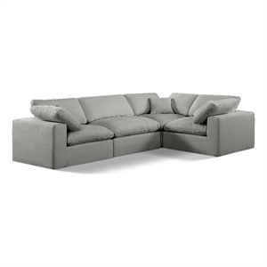 Meridian Furniture Comfy Grey Linen Textured Fabric 4-Pc. Modular Sectional