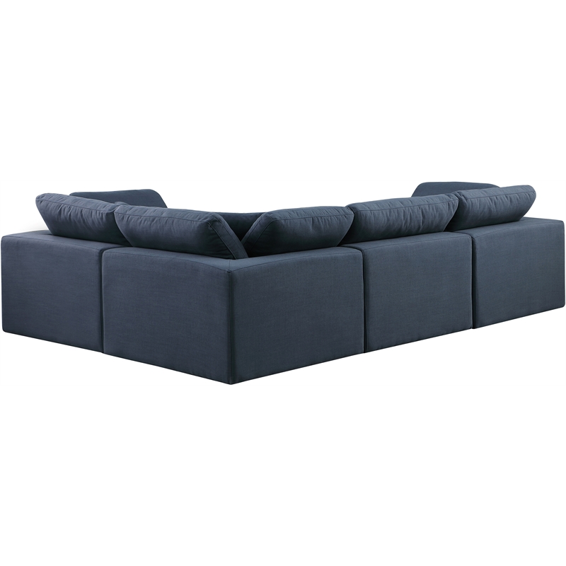 Meridian Furniture Comfy Navy Linen Textured Fabric 4-Pc. Modular Sectional