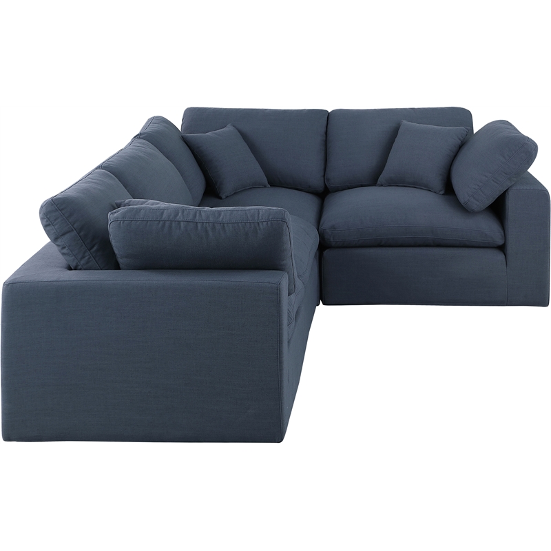 Meridian Furniture Comfy Navy Linen Textured Fabric 4-Pc. Modular Sectional