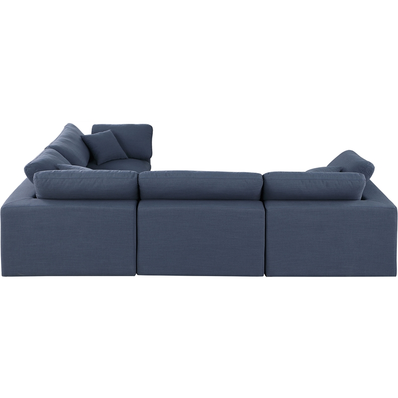 Meridian Furniture Comfy Navy Linen Textured Fabric 4-Pc. Modular Sectional