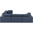 Meridian Furniture Comfy Navy Linen Textured Fabric 4-Pc. Modular Sectional