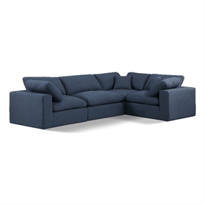 Meridian Furniture Comfy Navy Linen Textured Fabric 4-Pc. Modular Sectional