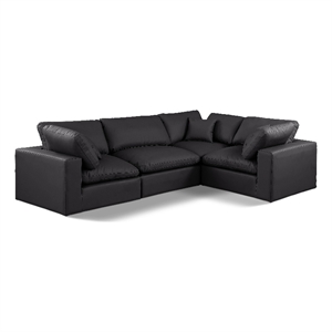 Meridian Furniture Comfy Black Vegan Leather 4-Pc. Modular Sectional