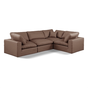 Meridian Furniture Comfy Brown Vegan Leather 4-Pc. Modular Sectional