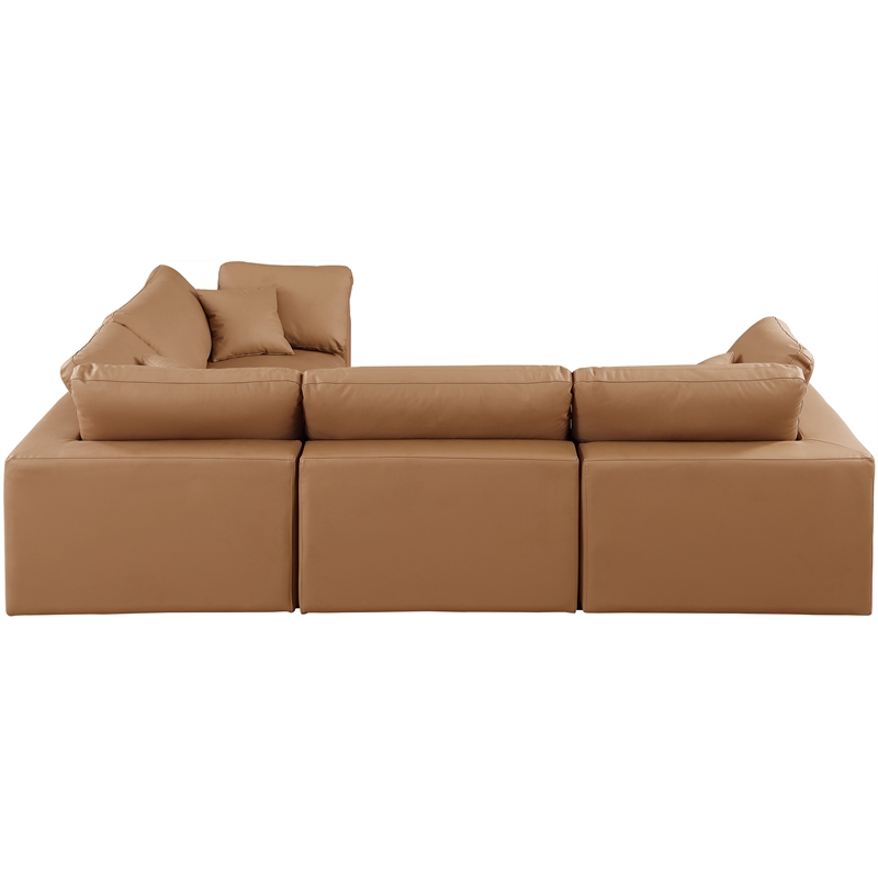 Meridian Furniture Comfy Cognac Vegan Leather 4-Pc. Modular Sectional