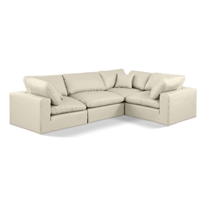 Meridian Furniture Comfy Cream Vegan Leather 4-Pc. Modular Sectional