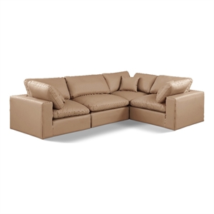 Meridian Furniture Comfy Tan Vegan Leather 4-Pc. Modular Sectional