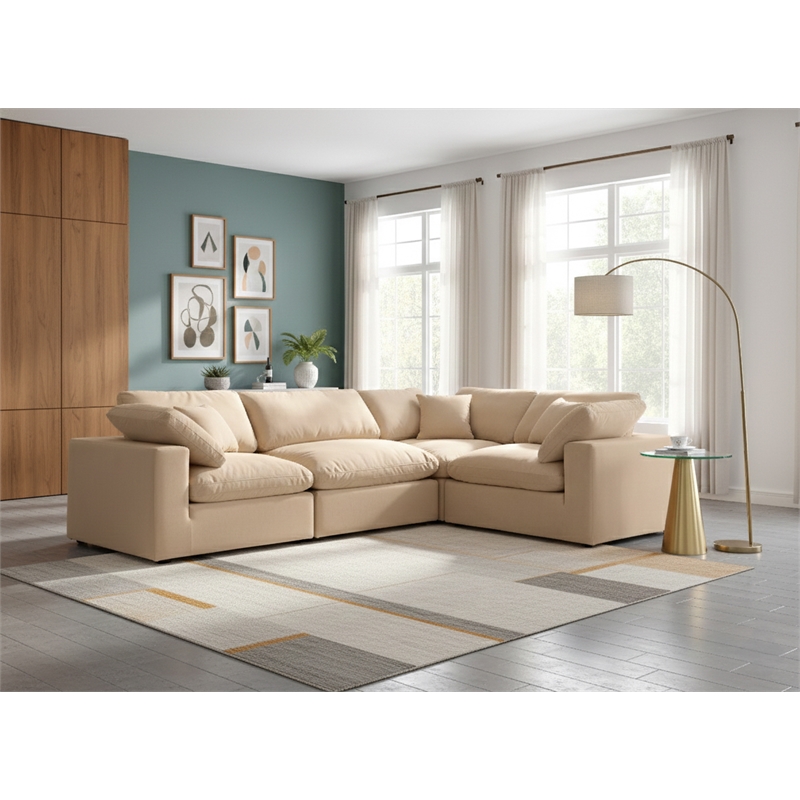 Meridian Furniture Comfy Beige Velvet 4-Pc. Modular Sectional