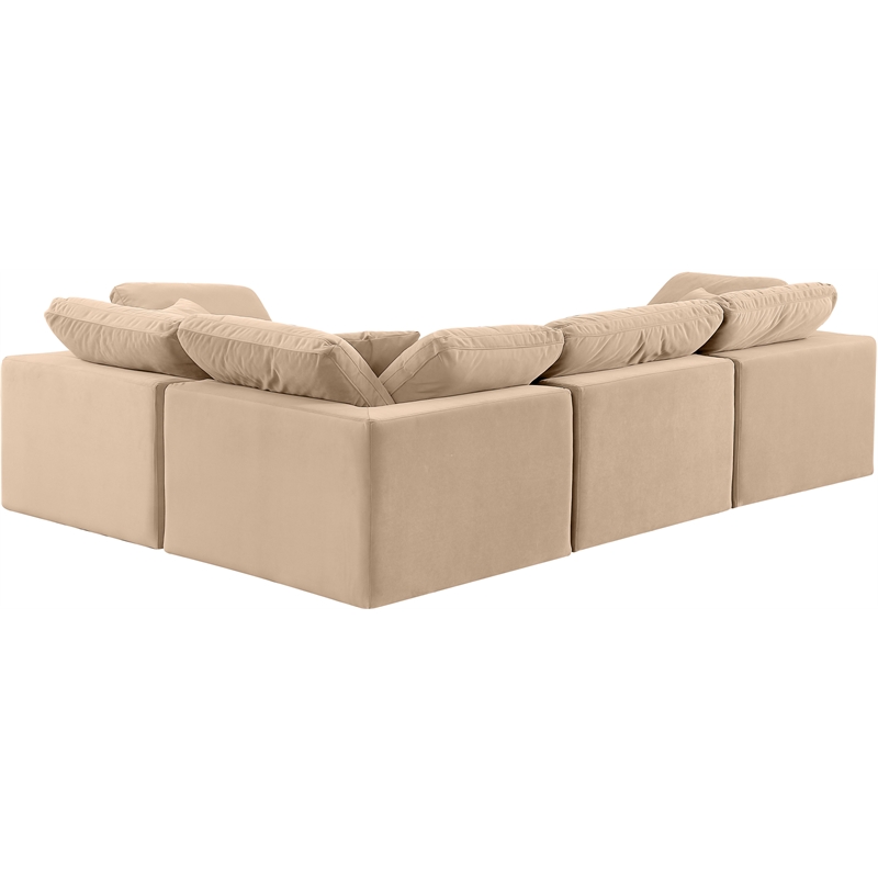 Meridian Furniture Comfy Beige Velvet 4-Pc. Modular Sectional