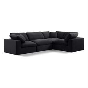 Meridian Furniture Comfy Black Velvet 4-Pc. Modular Sectional