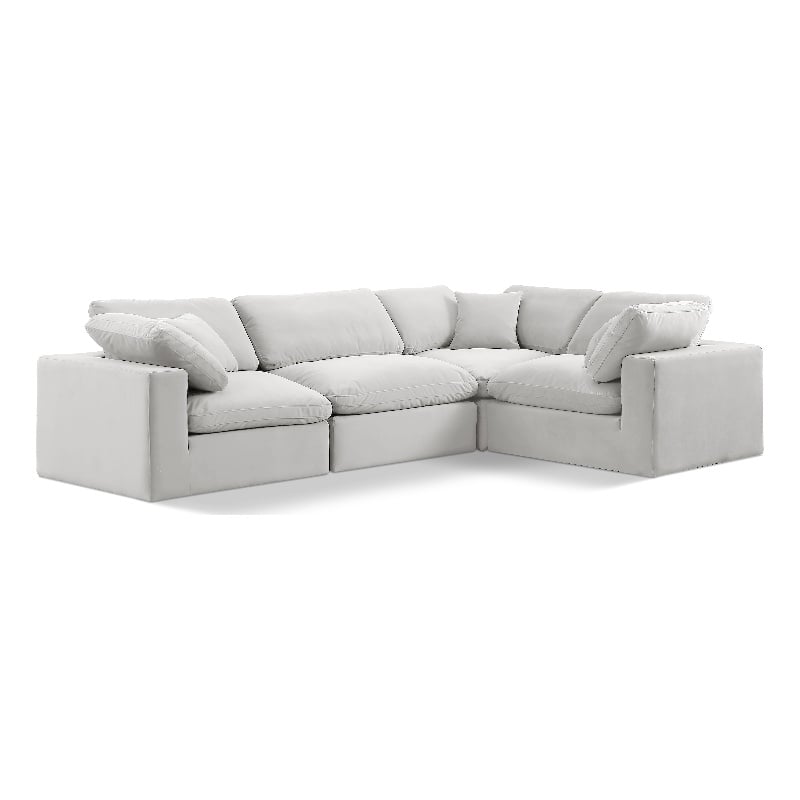 Meridian Furniture Comfy Cream Velvet 4-Pc. Modular Sectional