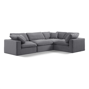 Meridian Furniture Comfy Grey Velvet 4-Pc. Modular Sectional
