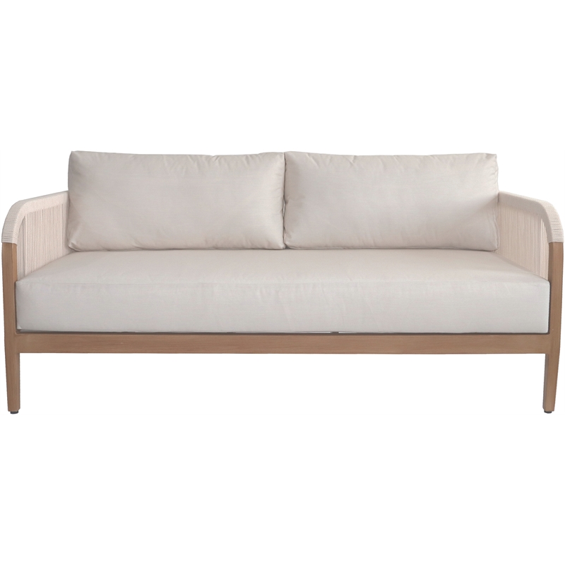 Meridian Furniture Maui Cream Resilient Fabric Outdoor Patio Loveseat