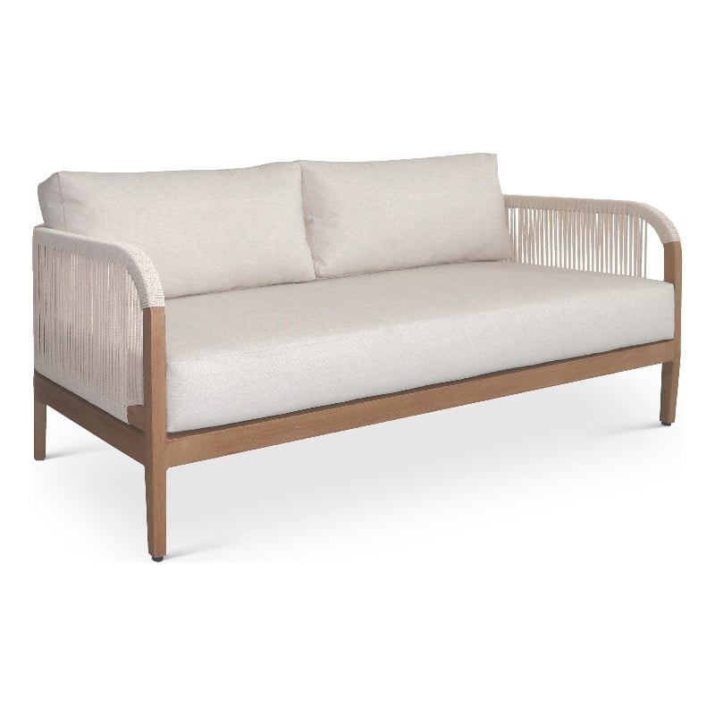Meridian Furniture Maui Cream Resilient Fabric Outdoor Patio Loveseat