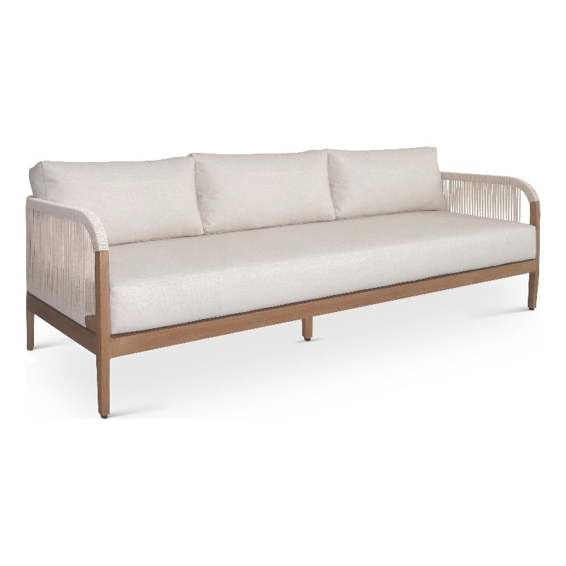Meridian Furniture Maui Cream Resilient Fabric Outdoor Patio Sofa