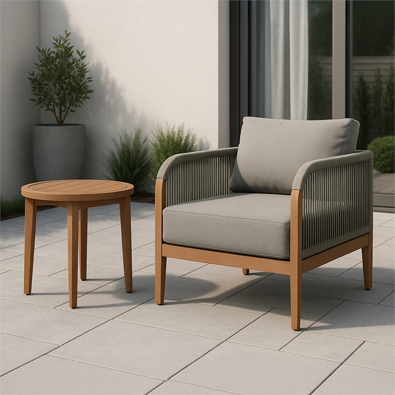 Meridian Furniture Maui Grey Resilient Fabric Outdoor Patio Chair