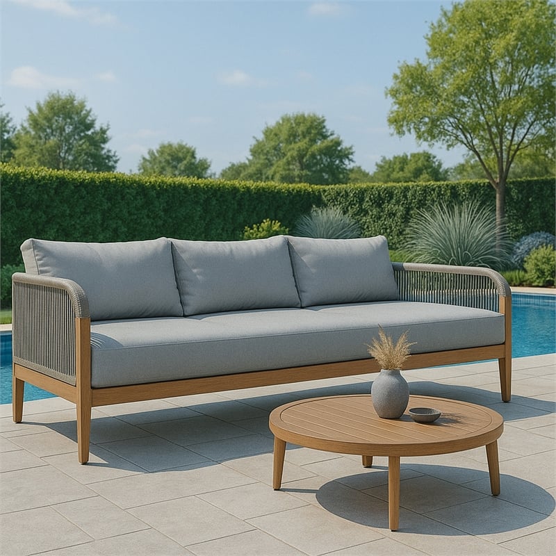 Meridian Furniture Maui Grey Resilient Fabric Outdoor Patio Sofa