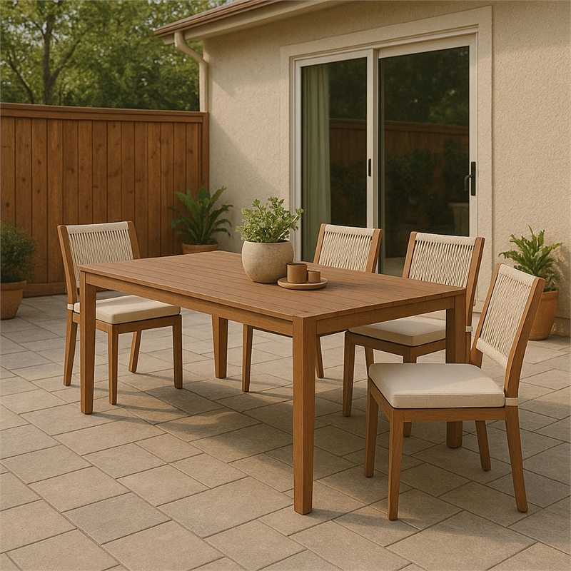 Meridian Furniture Maui Natural Outdoor Patio Dining Table