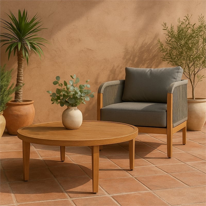 Meridian Furniture Maui Natural Outdoor Patio Coffee Table