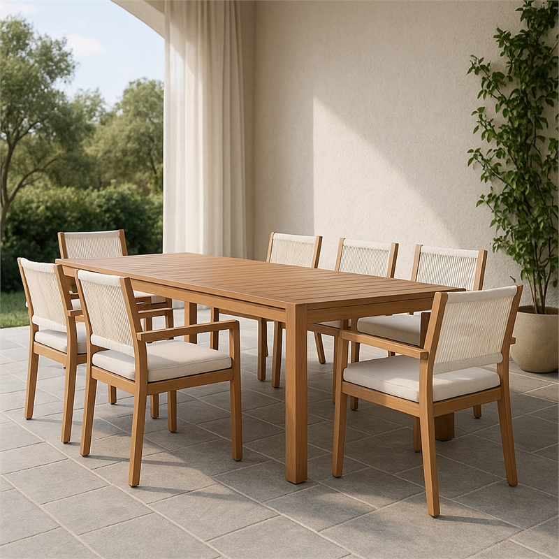 Meridian Furniture Maui Cream Outdoor Patio Dining Arm Chair (Set of 2)