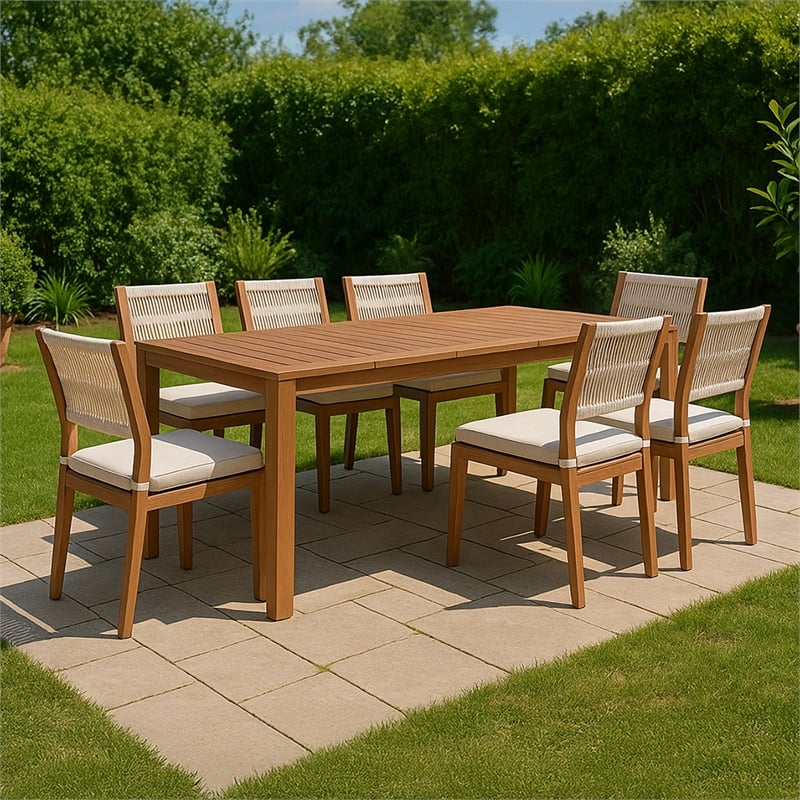 Meridian Furniture Maui Cream Outdoor Patio Dining Side Chair (Set of 2)