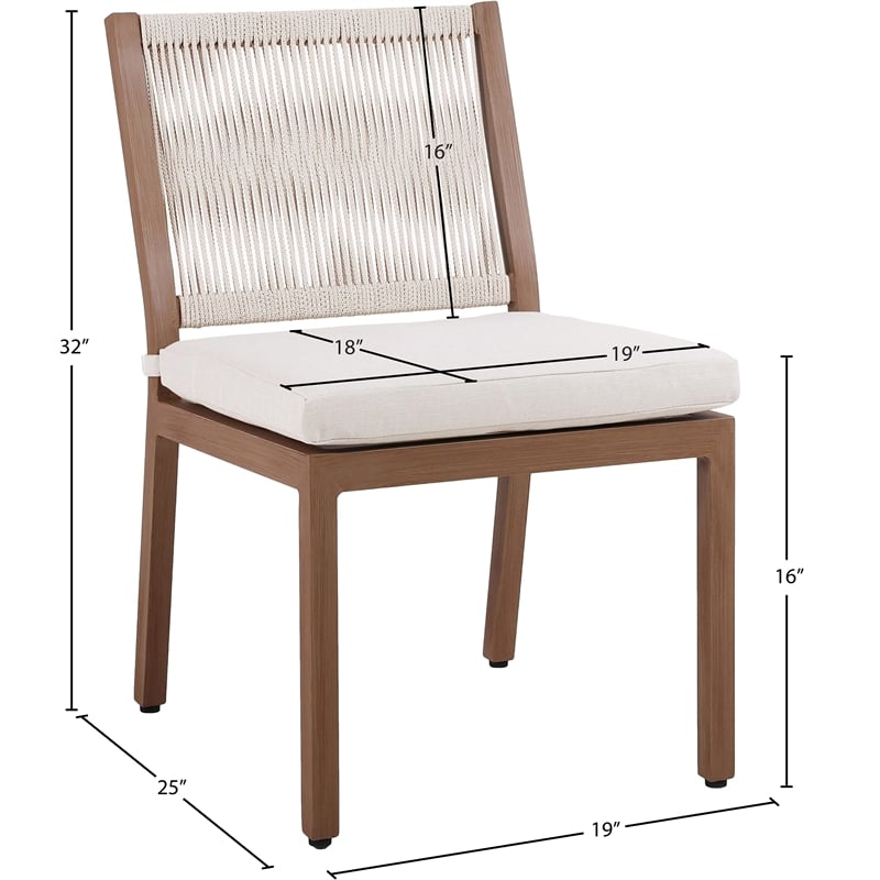 Meridian Furniture Maui Cream Outdoor Patio Dining Side Chair (Set of 2)