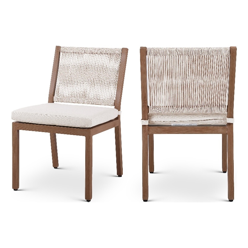 Meridian Furniture Maui Cream Outdoor Patio Dining Side Chair (Set of 2)