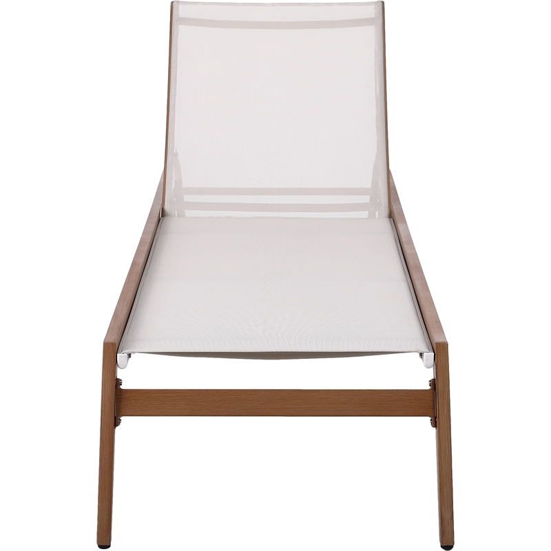 Meridian Furniture Maui Cream Water Resisting Fabric Outdoor Patio Lounger