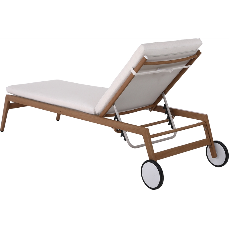 Meridian Furniture Maui Cream Water Resisting Fabric Outdoor Patio Lounger