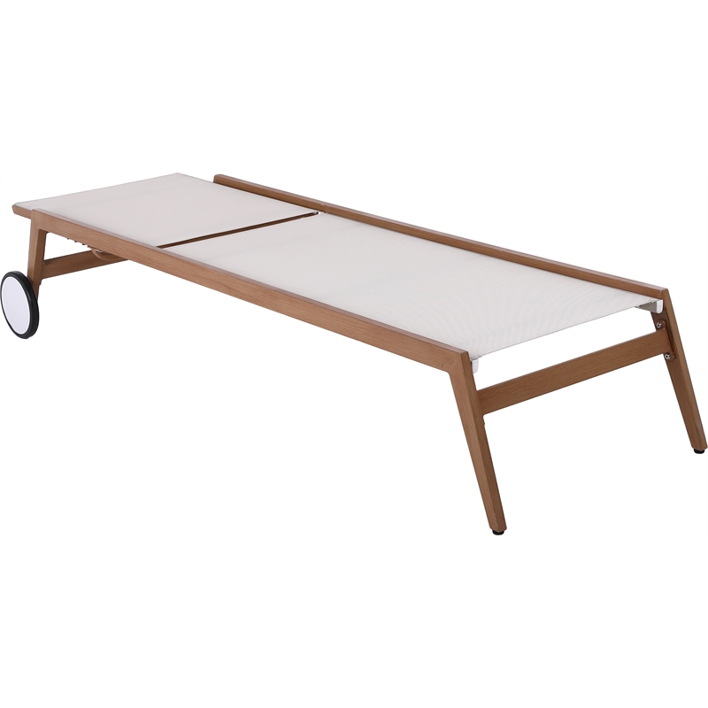 Meridian Furniture Maui Cream Water Resisting Fabric Outdoor Patio Lounger