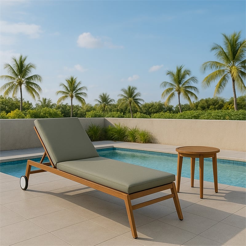 Meridian Furniture Maui Grey Water Resisting Fabric Outdoor Patio Lounger