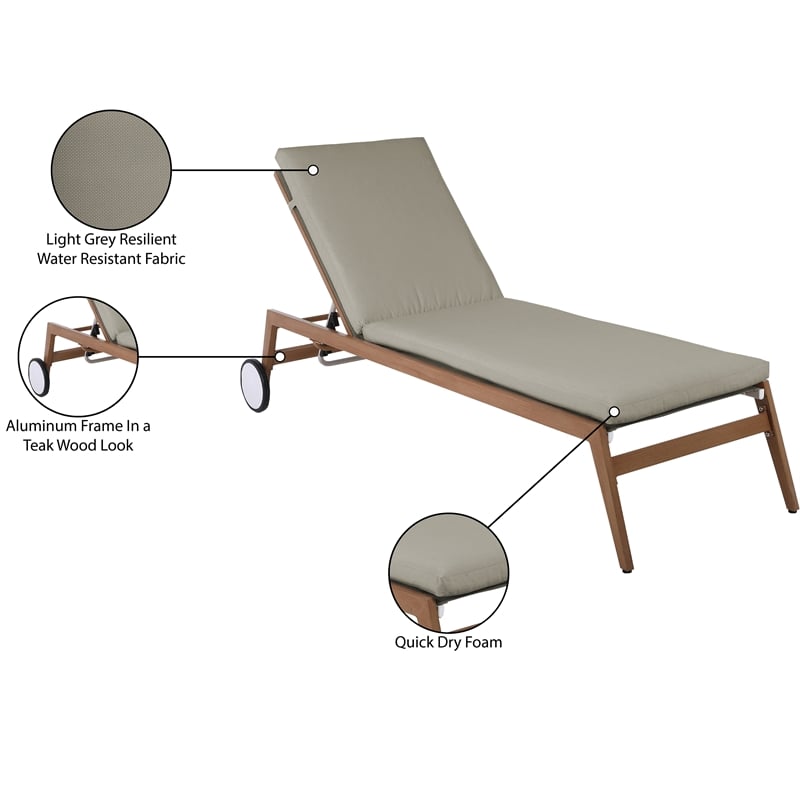 Meridian Furniture Maui Grey Water Resisting Fabric Outdoor Patio Lounger