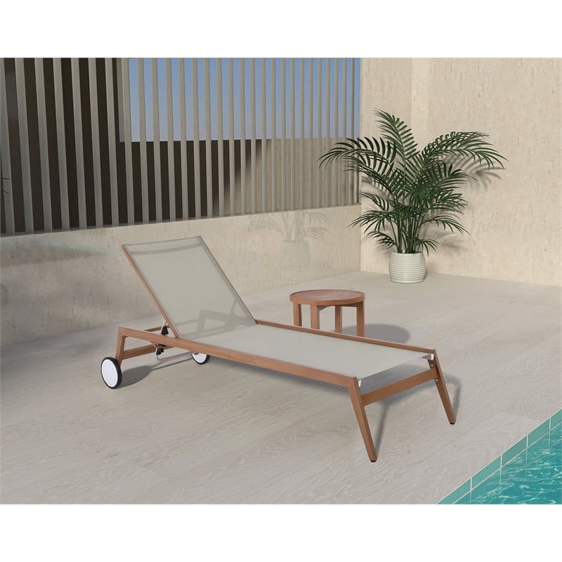 Meridian Furniture Maui Grey Water Resisting Fabric Outdoor Patio Lounger