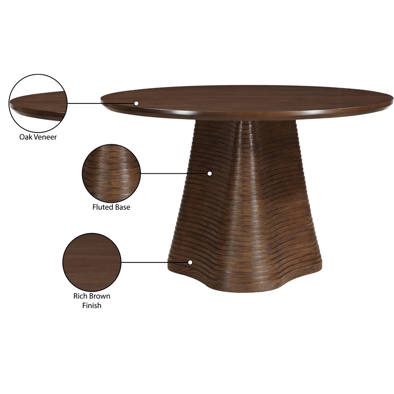 Meridian Furniture Bernada Brown Wood and Oak Veneer Dining Table