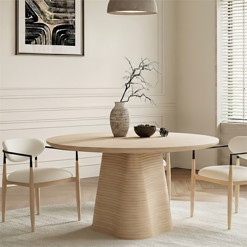 Meridian Furniture Bernada Natural Wood and Oak Veneer Dining Table