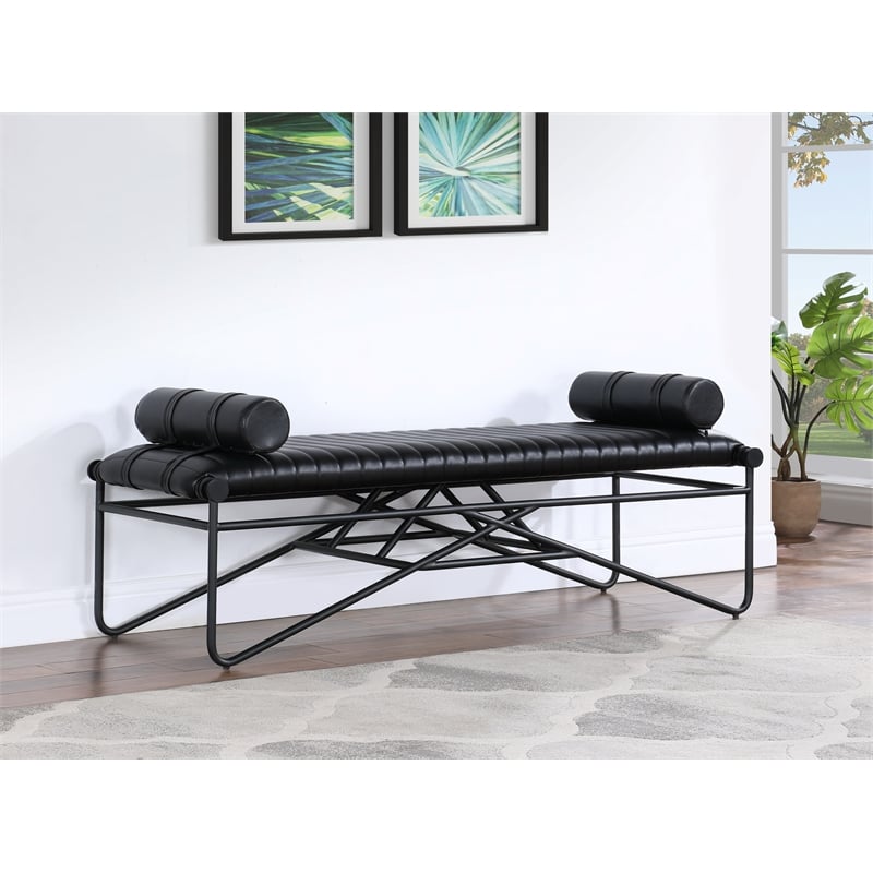 Meridian Furniture Gatsby Black Vegan Leather Bench