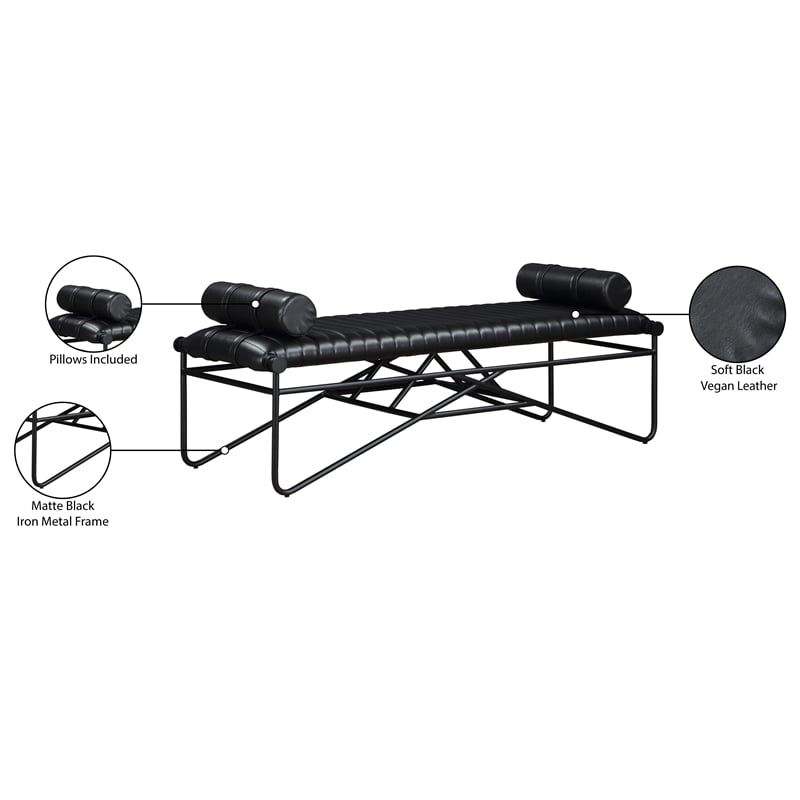 Meridian Furniture Gatsby Black Vegan Leather Bench