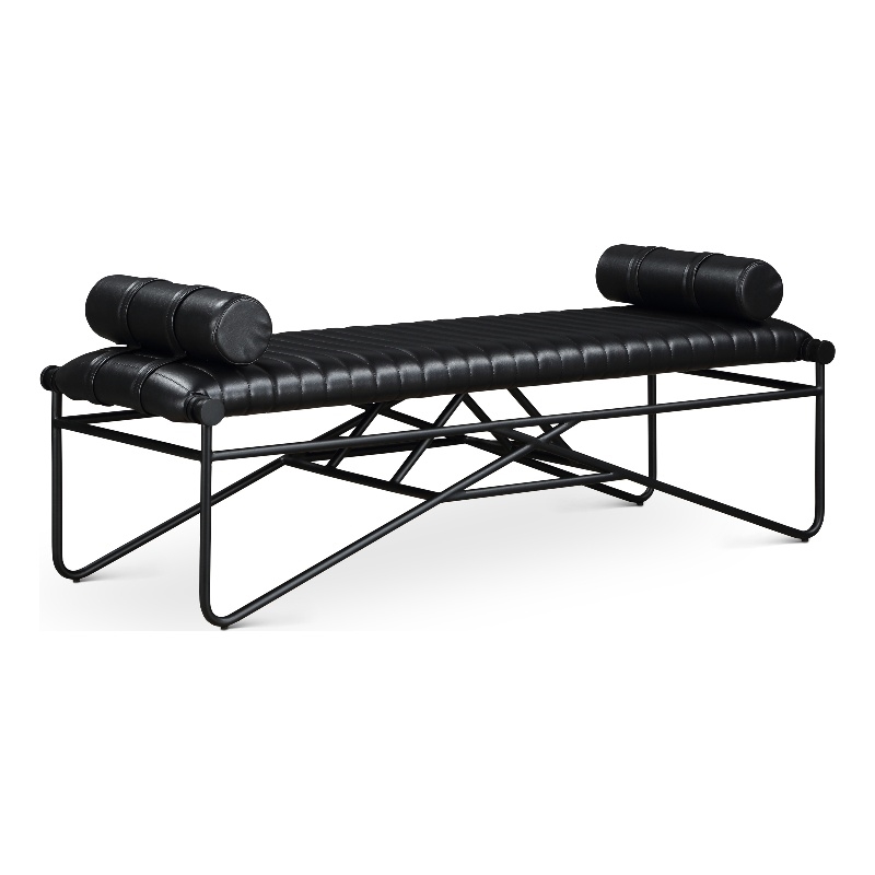 Meridian Furniture Gatsby Black Vegan Leather Bench