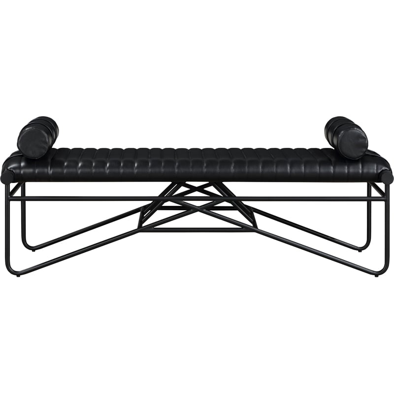 Meridian Furniture Gatsby Black Vegan Leather Bench
