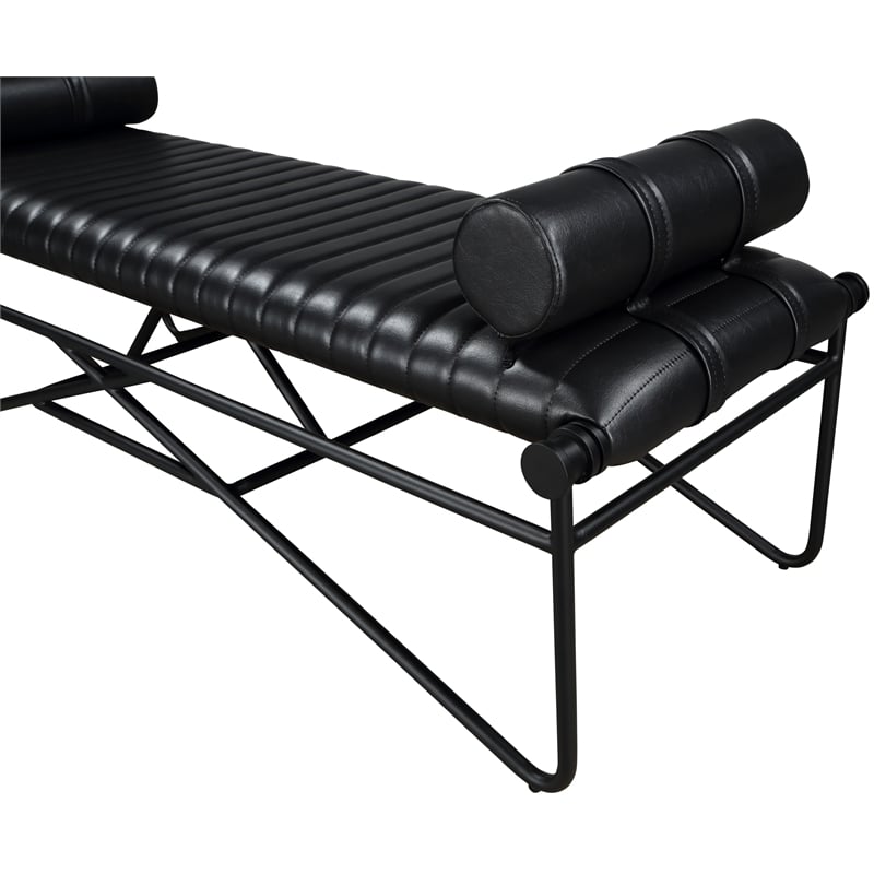 Meridian Furniture Gatsby Black Vegan Leather Bench