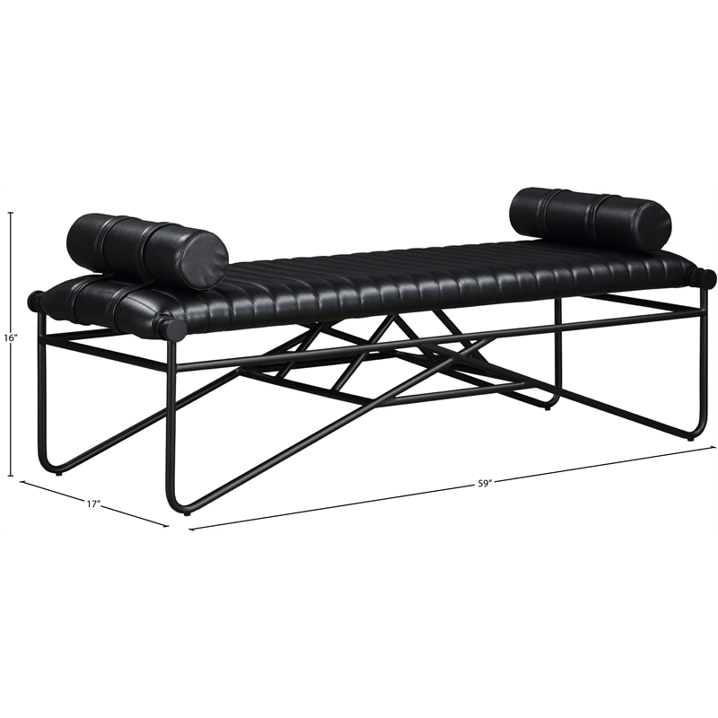 Meridian Furniture Gatsby Black Vegan Leather Bench